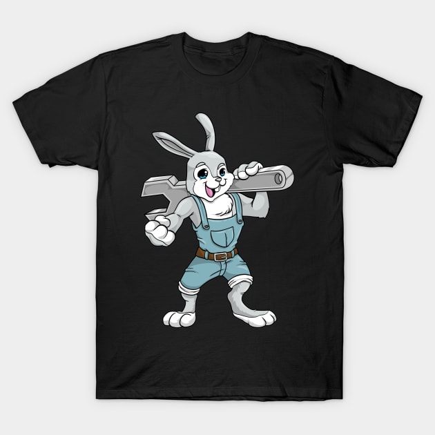 Rabbit as mechanic with wrench T-Shirt by Markus Schnabel